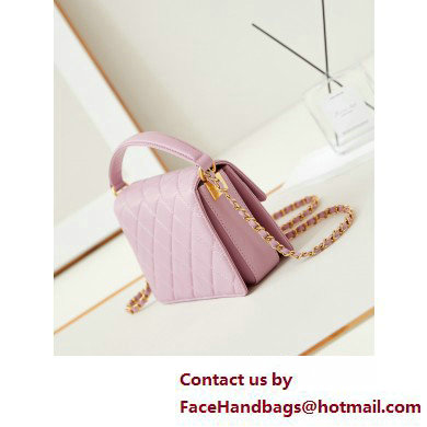 Chanel Grained Calfskin  &  Gold-Tone Metal Small Flap Bag with Top Handle Pink 2025